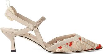 Fendi Colibrì slingback pumps met FF-patroon - Beige