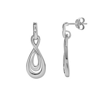 LuvMyJewelry Elmira Sterling Silver 0.02 Ct Diamond Infinity Dangle Earrings