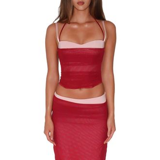 Tiger Mist Caline Ruched Corset Top in Red at Nordstrom, Size Xx-Small