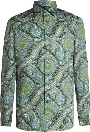 Etro Casual Paisley Print Lange Mouw Shirt - Heren - Casual Overhemden - Veelkleurig - M - Katoen - Overhemden