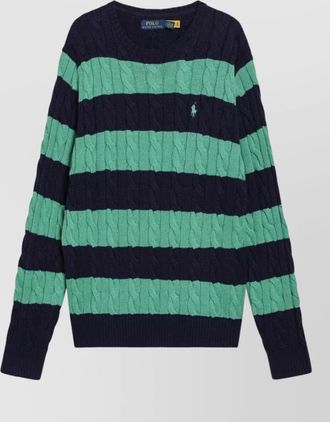 Polo Ralph Lauren striped cable knit crew neck sweater