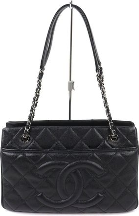 Chanel Matelasse Black Grained Calfskin Tote Bag (Pre-Owned)