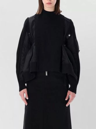 sacai knit top asymmetric high collar long sleeves