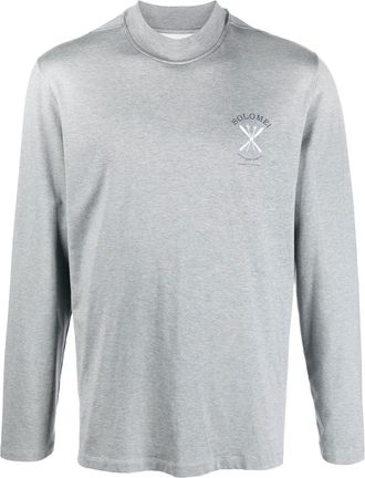 Brunello Cucinelli embroidered T-shirt - men - Cotton/Elastane/Silk - 48 - Grey