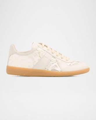 Maison Margiela Replica Lace and Leather Low-Top Sneakers