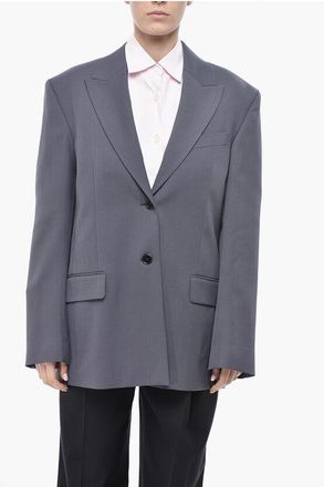 Acne Studios Wool-Blend Single-Breasted Blazer With Peak Lapel size 42