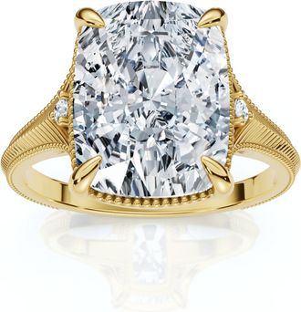 Pompeii3 Certified 5Ct Taylor Elongated Cushion Engagement Ring 14k Yellow Gold Lab Grown