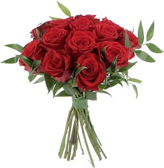 Kentis Bouquet di 12 Rose Rosse a Stelo lungo 50 cm