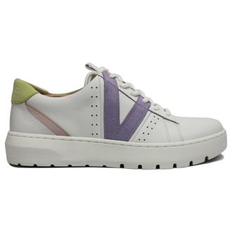 Vionic Abyss Simasa Leather Nubuck Womens Lace Up Trainers - White Pastel Lilac - Size:UK 6.5