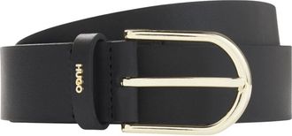 HUGO BOSS Leren Riem met Gouden Details en Logo - Dames - Riemen - Zwart - 90 CM - Leer - Accessoires