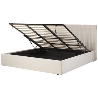 Beliani Beliani - Cama Con Almacenaje De Tela Beige 180 X 200 Cm Cabecero Capiton&eacute; Vion