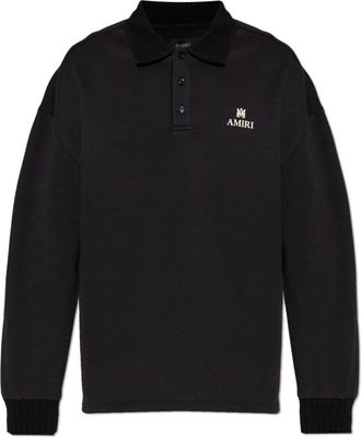 Amiri MA Oversized Long Sleeve Polo - Heren - Polos - Zwart - XL - Katoen - Tops