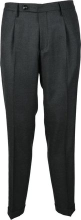 Michael Coal Tailored Grey Trousers With Mid-Rise Waist And Cuffed Hem