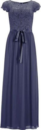 Swing Swing, Kleedjes, Dames, Blauw, 3Xl, Chiffon, Chiffon Avondjurk met Pailletten Kant Corsage