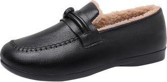 Generic Womens Winter Shoes Comfortable Casual Flats Solid Color Stylish Classic Faux Fur Lined Elegant Warm Slip On Boots for Cold Weather