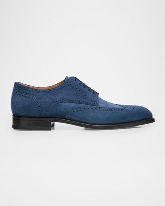 Kiton Men & apos;s Calfskin Suede Wingtip Brogue Derby Shoes