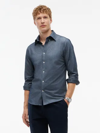 Tommy Hilfiger Mens New York Label Slim Fit Wicking Shirt - Carbon Navy - 38/R