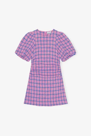 Ganni Pink Check Suiting Mini Dress - Size 10/12 Organic Cotton