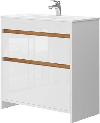 Vicco Conjunto De Muebles De Ba&ntilde;o Detmold, Blanco, 2 Partes, Armario Bajo 80 Cm