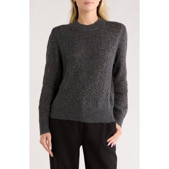 Melrose and Market Sparklke Pointelle Stitch Sweater in Grey Dark Charcoal Heather at Nordstrom Rack, Size Medium
