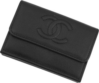 Chanel Black Grained Calfskin Wallet (Tri-Fold) (Pre-Owned)