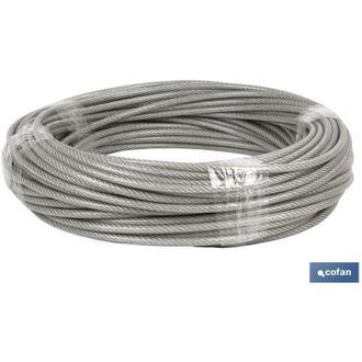 cofan Cable Acero (12mm) 10x12mm 6x19+1 Plast. (25 M), Cable De Acero Plastificado Cristal En Rollos De 25, 50 Y 100 Metros De Longitud. - Cofan