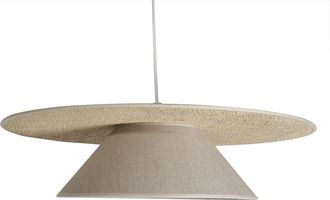 Miliboo L&aacute;mpara De Techo De Lino Beige Y Rafia Natural 55 Cm Azami