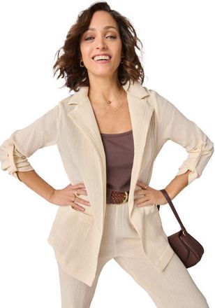 Jessica London Gauze Blazer in Oatmeal at Nordstrom, Size 24