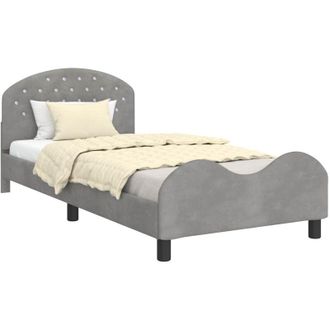 vidaXL Cama Para Ni&ntilde;os Con Cabecero Gris Claro 80 X 200 Cm Terciopelo Vidaxl
