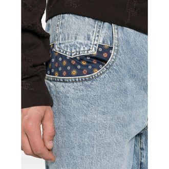 Maison Margiela Acid-Wash with Paisley-Print Insert Jeans - Blue