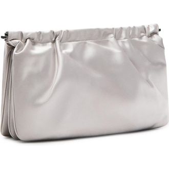 Mango Satin Frame Clutch in Light/Pastel Grey at Nordstrom