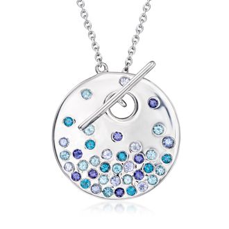 Ross-Simons Scattered Multi-Gemstone Toggle Necklace in Sterling Silver