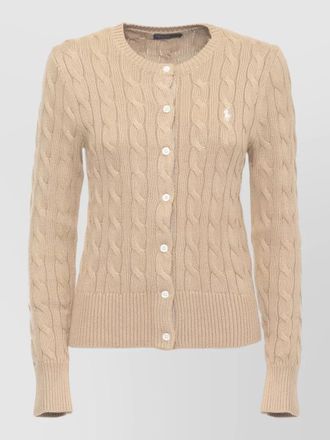 Ralph Lauren crew neck cotton cardigan braided pattern