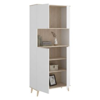Dmora Aparador Dmerka, Despensa De Sal&oacute;n Aparador, Aparador De Sal&oacute;n Moderno Con 4 Puertas, 80x40h191 Cm, Blanco Y Roble - Dmora