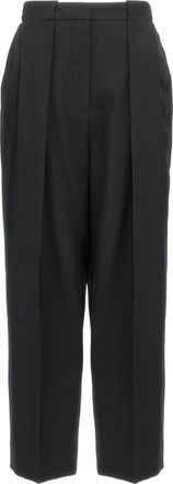 Balmain Grain De Poudre Broeken - Dames - Wijde Broeken - Zwart - M - Wol - Broeken