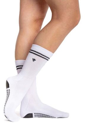 Arebesk Stripe Gripper Cotton Blend Crew Socks in White at Nordstrom, Size Medium