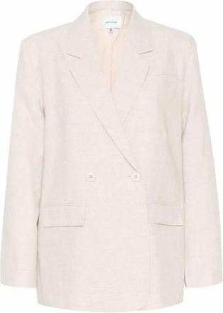 Gestuz Licht Zand Linnen Blazer - Dames - Blazers - Beige - M - Linnen - Jassen