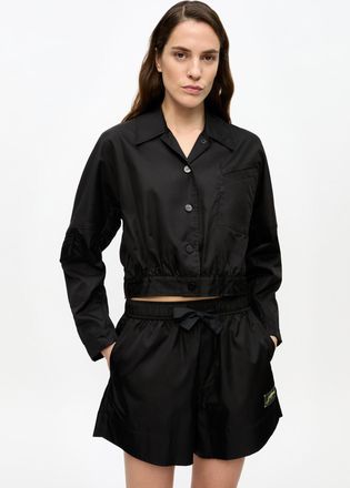 Ganni Duchesse Nylon Cropped Jacket in Black Size 10 Polyurethane/Polyester Womens