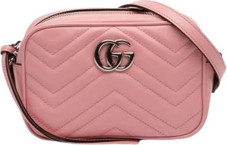 Gucci Pre-owned Cross Body Bags, female, Pink, Size: ONE SIZE Pre-owned Quilted Crossbody Bag