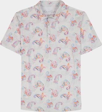 Robert Graham Mens Keltz Paisley Stretch Knit Polo Shirt