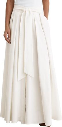 Reiss Simone Cotton Blend Pleated Maxi Skirt in Ivory at Nordstrom, Size 10 Us