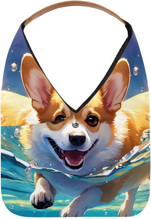 Generic Lovely Corgi Swims Underwater Reusable Lightweight Grocery Bags - Foldable Into Compact Pouch, Washable & Sturdy, Multipurpose for Shopping and Travel