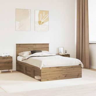 Berkfield Home Bed Frame Artisian Oak 135 x 190 cm Engineered wood in Brown