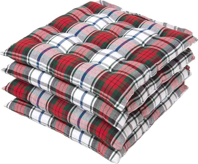 Homescapes 4er Set Stuhlkissen Osaka 40x40 cm bunt gestreift - Sitzkissen Outdoor/Indoor, Oeko-TEX-Zertifiziert, Sitzpolster waschbar für Esszimmer-, Küchen- & G ab 49,99 €