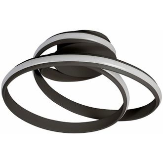 Wofi Leuchten Plafoniera led dimmerabile tramite interruttore plafoniere soggiorno nero, metallo plastica, anello, 39W 2600lm bianco caldo, LxPxH 56x31,5x56 cm