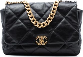 Chanel 2020 Maxi Lambskin 19 Flap satchel - Black