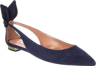 Aquazzura Bow Suede Slingback Ballet Flat