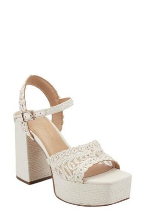 Marc Fisher Chayse Ankle Strap Platform Sandal in White at Nordstrom, Size 7.5