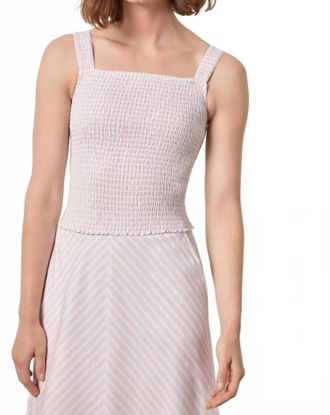 Lilla P Striped Smocked Tank In Lavender