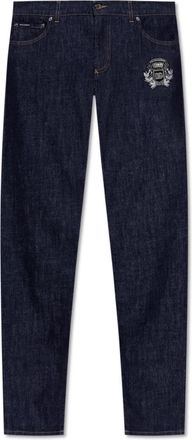 Dolce & Gabbana Skinny jeans met applicatie - Heren - Skinny Jeans - Blauw - L - Katoen - Jeans